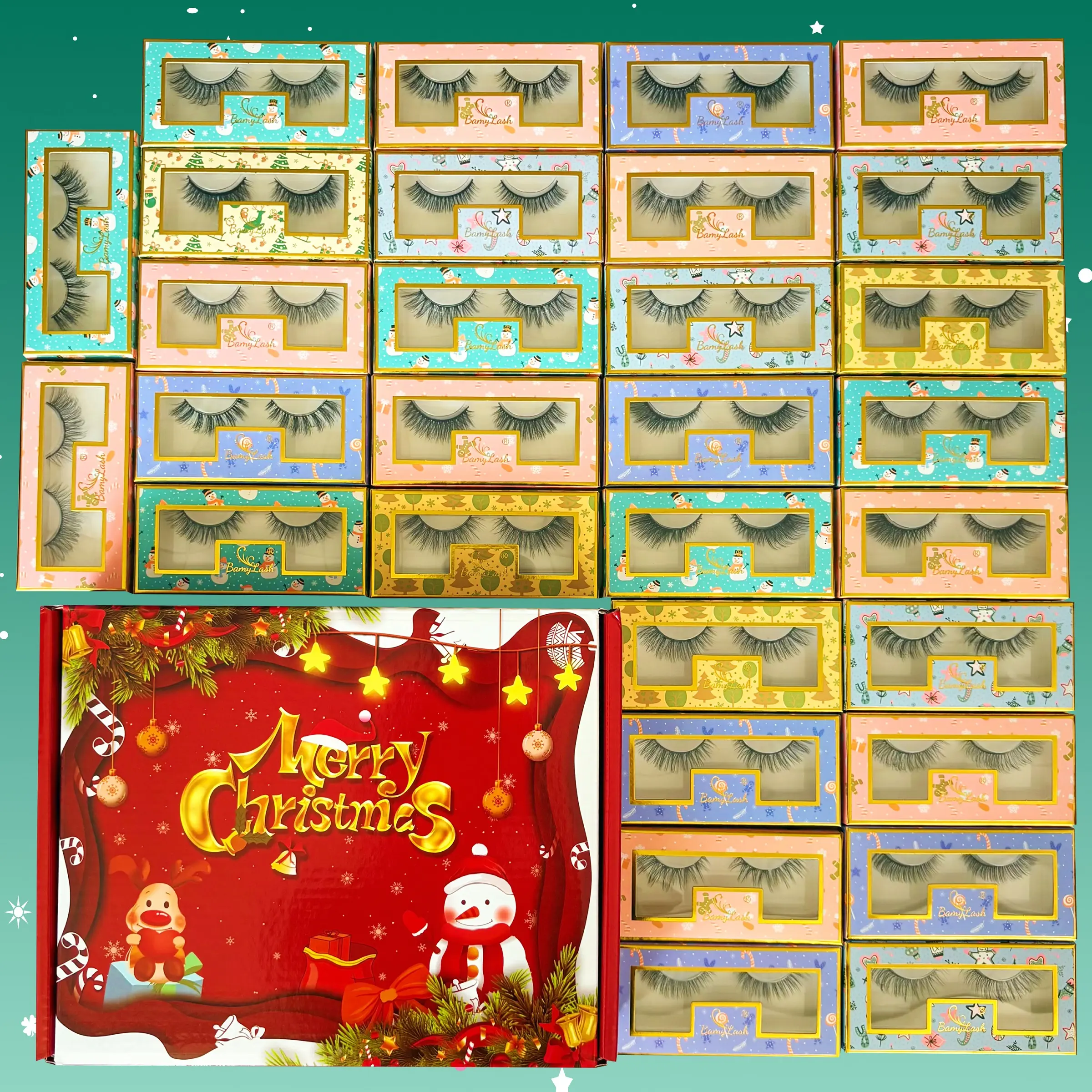 30 Pairs Natural & Medium Faux Mink Lashes Soft Lightweight Handmade Luxurious Fake Strip Eyelashes for Makeup Cosmetic Christmas False Eyelashes Set