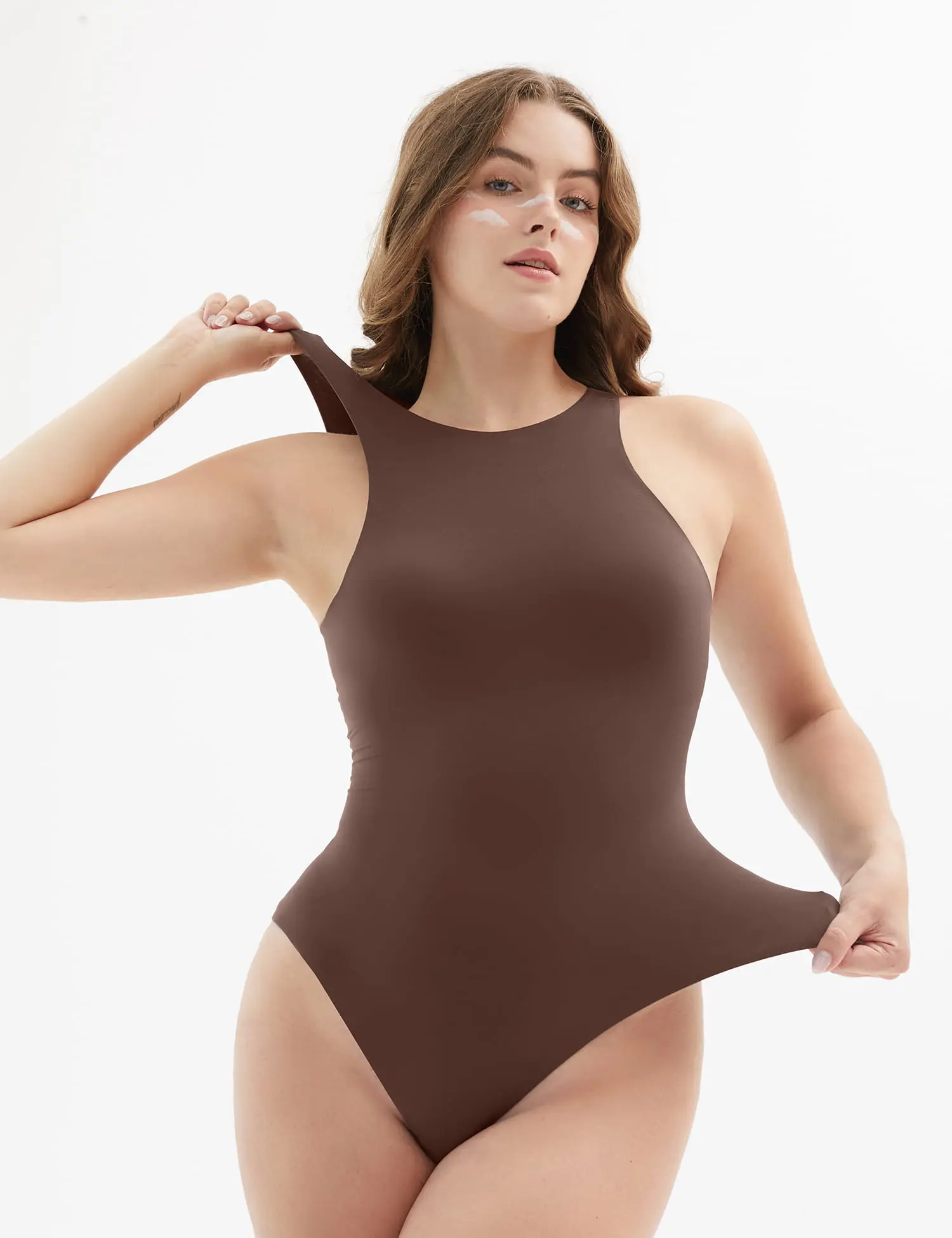 PUMIEY Women's High Neck Sleeveless Bodysuit, Buttery Soft Second Skin Feel Stretchy Shapewear with Snap Closure, Shapewear Body Suits, Stretchy Bodysuits,back to school,back to school shopping, Women's Clothes