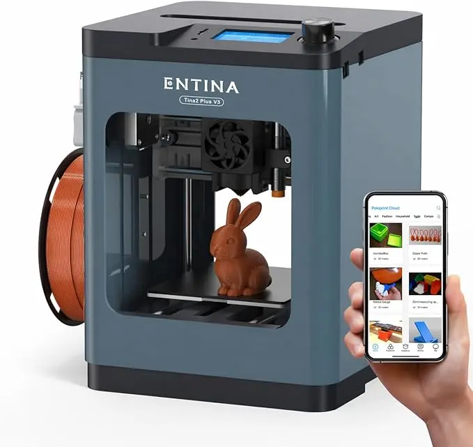 Entina Tina2 Plus Mini Size 3D Printer - Fully Assembled 3D Printing Device with 250mm/s Fast Printing, Auto Leveling, High Precision, PEI Plate, WiFi App Control for Kids Beginners, Back to School,techvibes