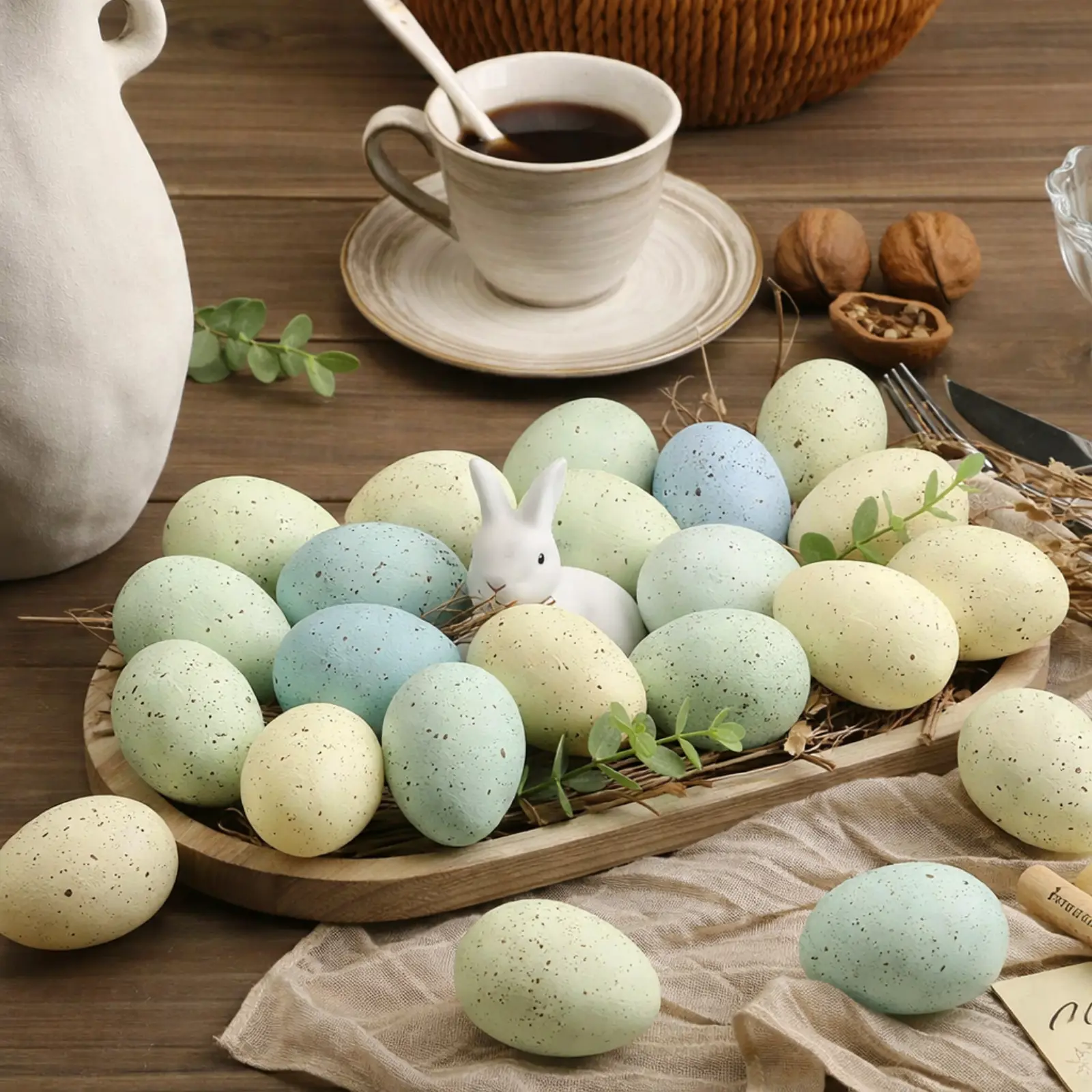 Easter Realistic Speckled Eggs - 32/16 Pcs Durable Plastic Faux Eggs Pastel Colors, Matte Bowl Vase Filler for Easter Decorations 2026, Spring Mantel Display Home Decor Party Favors,  Family Egg Hunts, Table Centerpiece, DIY Crafts & Basket Stuffers