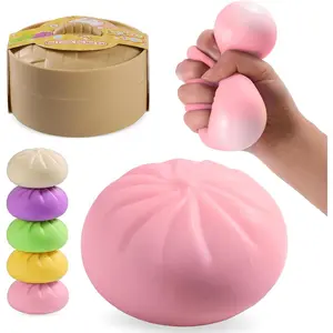 Dumpling Squishy Mystery Box, Mystery Dumpling Squishy Squeeze Stress Balls for Kids & Adults, Sensory Fidget Toys for Anxiety Relief, Crazy Fun Dumplings Ideal Gift for Boys,Girls,Teens(Pink)