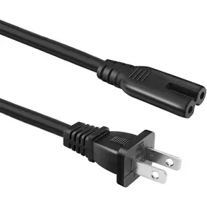 AC 2 Prong Power Cord 5FT Wall Plug 2-Slot TV Cable, for Sony PS5,PS4,PS4 Slim,PS3 Slim&Super Slim, Monitor, Xbox Game Console Series
