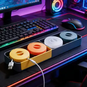 Tidy up messy cables effortlessly with these 4PCS round retractable cord organizers!Flexible, portable, and in 4 bright colors-perfect for home, office, and classroom use to keep wires neat and tangle-free🎧✨