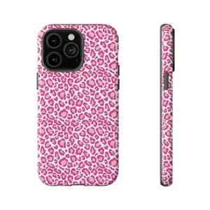 PINK LEOPARD Protective |     Trendy |     Cute |     Aesthetic |     Stylish |     Sleek Premium Film 2 in 1 Phone Case - Durable, Shock Absorbing and Stylish Protection - Compatible with iPhone 16, 15, 14, 13, 12, 11, Plus, Pro, Compatible with Samsung