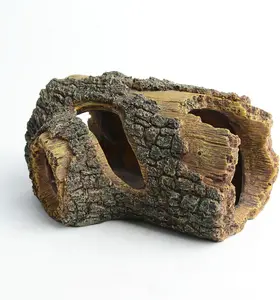 hygger Betta Log Resin Hollow Tree Trunk Ornament, Betta Fish Accessories, Aquarium Decorations Wood House Small and Medium Fish Tank Decor, with Holes for Small Fish Pets to Swim Through (Tree Trunk)