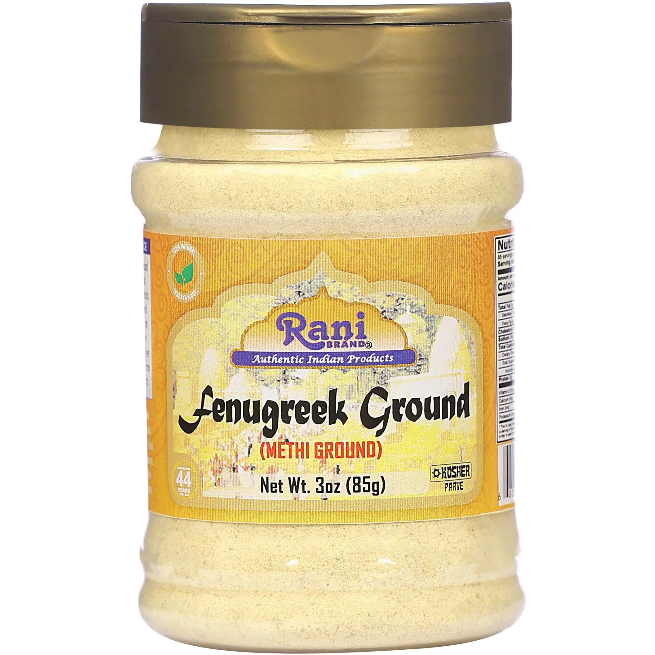 Rani Fenugreek (Methi) Seeds Ground Powder 3oz (85g) PET Jar, Trigonella foenum graecum ~ All Natural | Vegan | Gluten Friendly | Non-GMO | Kosher | Indian Origin, used in cooking & Ayurvedic spice
