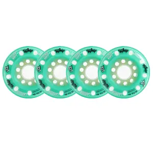 Labeda Whips Roller Hockey Wheels - Teal Soft 76mm - 4-Pack with Evo Spacers