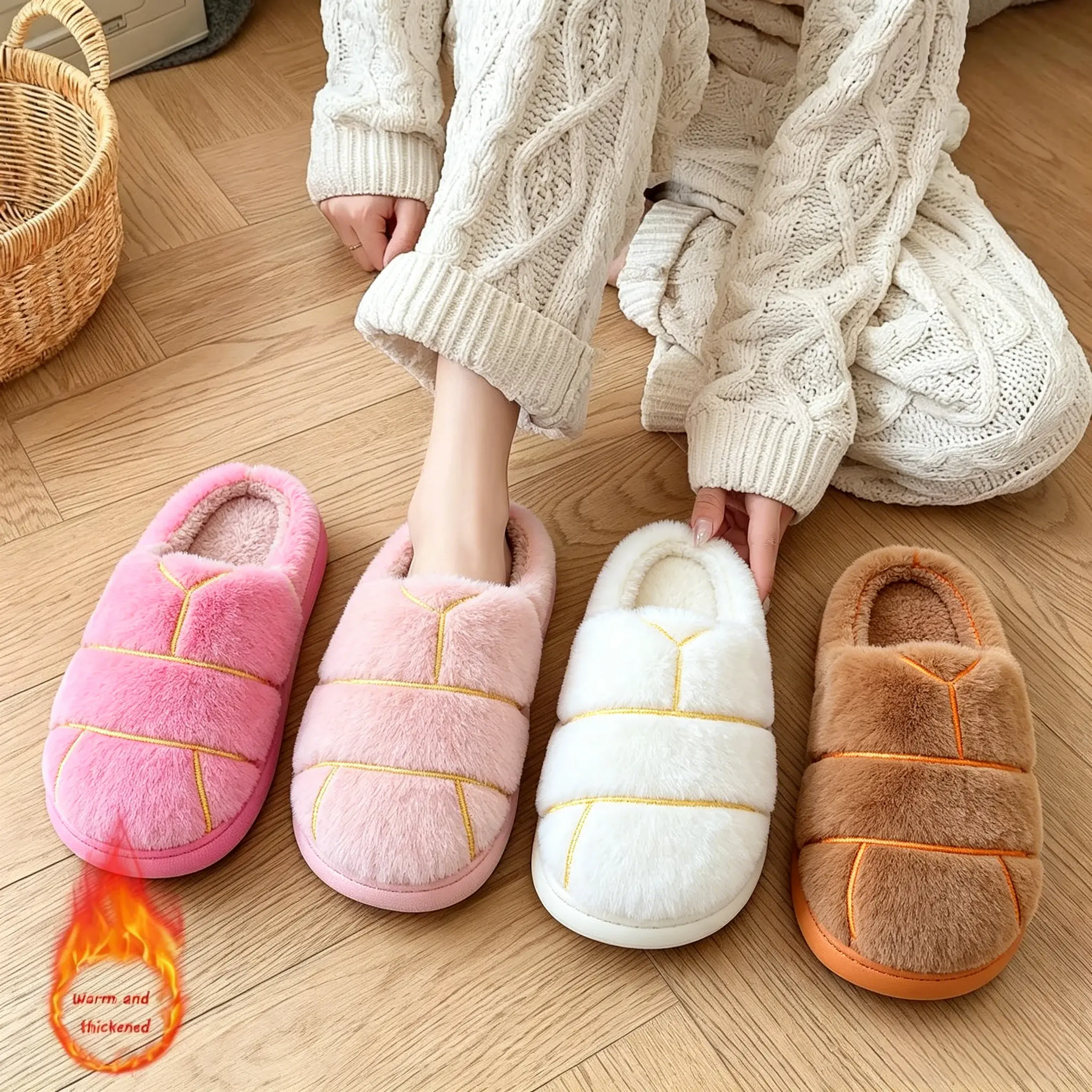 House Slippers for Women Men Soft Cotton Indoor Shoes Memory Foam Slip On bedroom Slippers