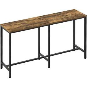 55" Long Bar Table, Counter Bar Height Table, High Top Table, Rectangular Hightop Table, Bar Pub Table, for Kitchen, Living Room, Dining Table, Entryway, Rustic Brown and Black BT04BR