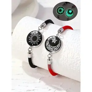 Luminous Couple Sun & Moon Bracelet Set, Couples Bracelet Set, Fashionable Glow in The Dark Bracelet for Men & Women, Trendy All-match & Exquisite Jewelry for Birthday Gift