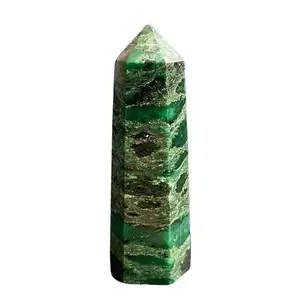 Natural Emerald Crystal Tower - Single Point Wand - Gemstone Crystal Obelisk Mineral Specimen Home Desk Decoration Meditation Spiritual Crystal