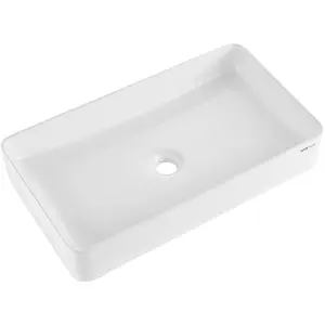 VEVOR Rectangle Vessel Sink, 24x 13.8 Bathroom Vessel Sink Countertop, White Ceramic Bathroom Sinks Above Counter, Modern Style, Bright and Elegant, Well-Packaged for Bathroom, Hotel, Toilet, RV