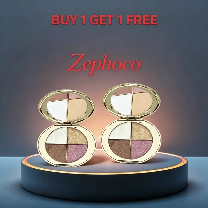 Buy 1 Get 1 Free,4-in-1 Glow Palette, Face Makeup with Highlighter, Blush & Eyeshadow, 4 Brightening Shades for Natural Radiance, Blendable Cheek Tint Powder,Colorful Makeup Palette daily glam