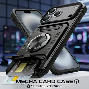 [Heavy-Duty 360° Rotating] Phone Case - Suitable for Iphone 17 16 15 14 13 Promax 11 7/8Plus Series, Heavy-Duty Anti-Drop 360° Rotating Metal Stand Mobile Phone Hard Shell with Double Card Slot Design