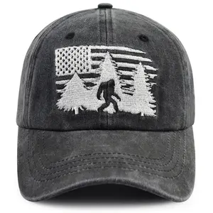 Bigfoot American Flag Gifts for Men Women, Sasquatch Military Hat, USA Army Big Foot Baseball Cap, Birthday Gifts for Sasquatch Lovers Hunter Camper