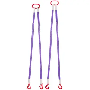 VEVOR Lifting Sling Straps, 2Pcs Two-Leg Polyester Bridle Sling with Hooks, 4400LB Capacity, 5Ft Heavy Duty Rigging Strap, Thickened & Wear-Resistant Webbing Slings for Engines Cranes Hoists Truck, Two Pieces