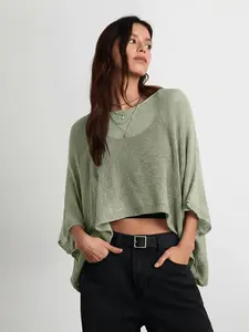 Elegant Women's Cardigan, Sweater, Knitted, Punched Hole Design, Knit Top, Knitwear, Summer Fashion, Beach Wear, Daily Style, Casual, Womenswear, Vacation, All Seasons