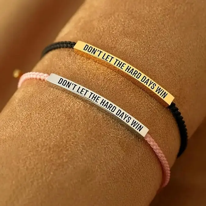 Don't Let The Hard Days Win Bracelet for Women Men Handmade Adjustable Cord Bracelet, Motivational Gift BraceletDaughter/Sister/Friend/Teen Jewelry Gift