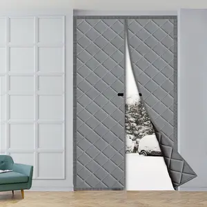 Thermal Insulated Door Curtain,  Oxford Cloth, Fits Door Size 46"x82", Cotton Fiberfill, Winter Insulated, Windproof