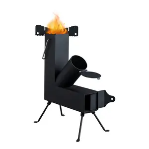Outdoor Rocket Stove Camping Cooker, Wood Fueled Portable Stove for Campfire Cooking Fishing Hunting Picnic