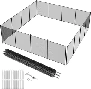 4FT Pool Safety Fence, Removable Mesh Swimming Pool Fence for Inground & Above Ground Pools, Heavy-Duty Aluminum with Steel Feet, No-Tools Installation, Black Outdoor Garden Fencing