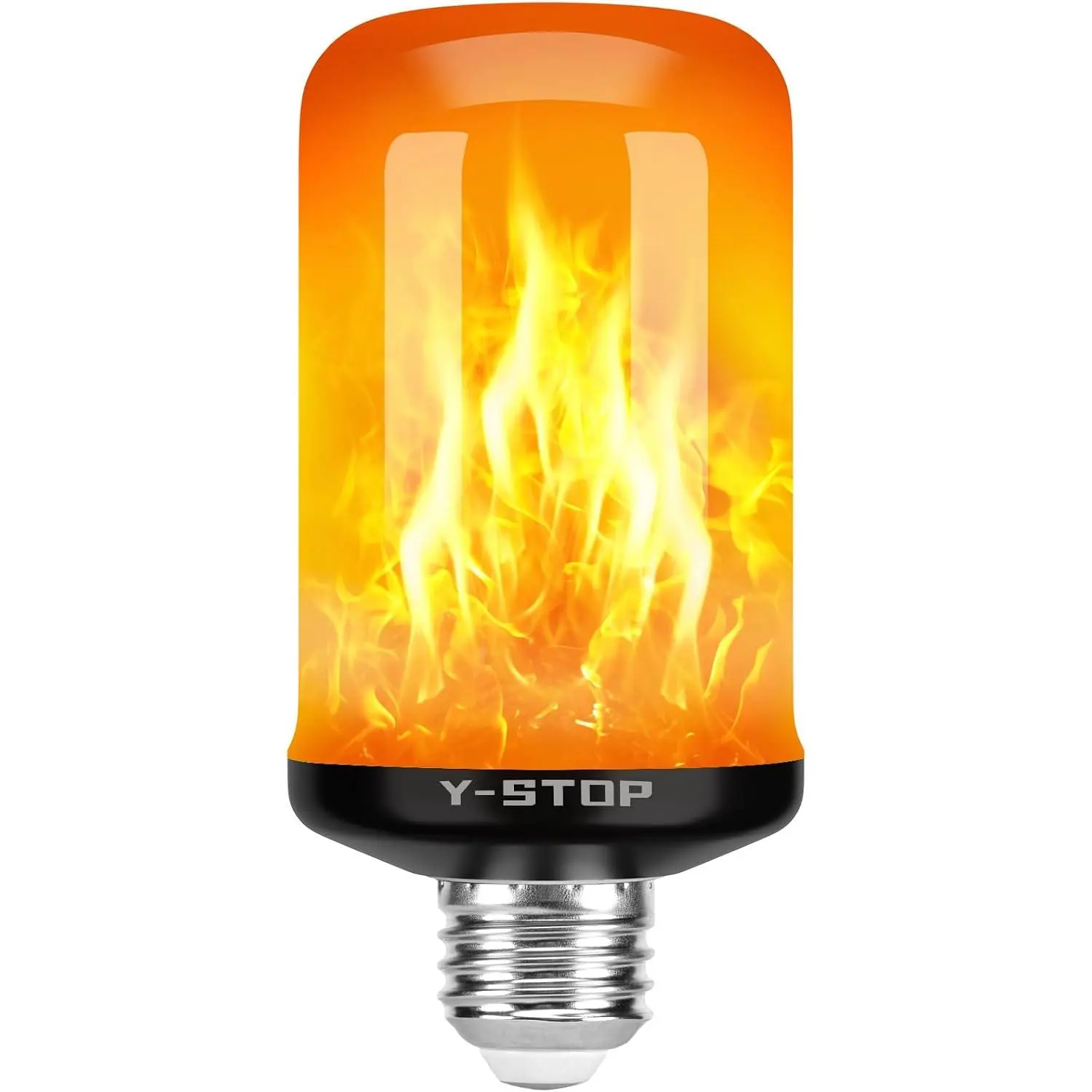 Flame Light Bulbs, Fire Light Bulb with Flickering Flame Effect, 4 Modes Halloween Decor Lights, E26 Base Upside Down Bulbs for Halloween, Christmas Decorations, Party (Yellow)