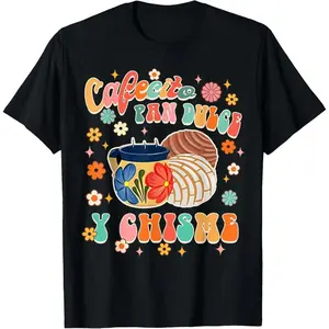 Men's Short-Sleeve Round Neck Soft Cotton Graphic T-Shirt - Simple, Comfortable Menswear Top for Fitness, Mexican Cafecito Pan Dulce Y Chisme Latina Concha Groovy Gifts, Tshirt