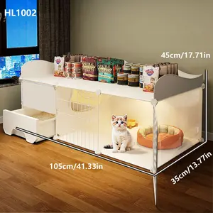 Cat Cage with Toilet Litter Box Enclosure Villa Extra Large Free Space Indoor Empty Cat Shelter Home Small Cats Nest, Enclosed Litter Box, Model Xinghao No Ca Prop 65