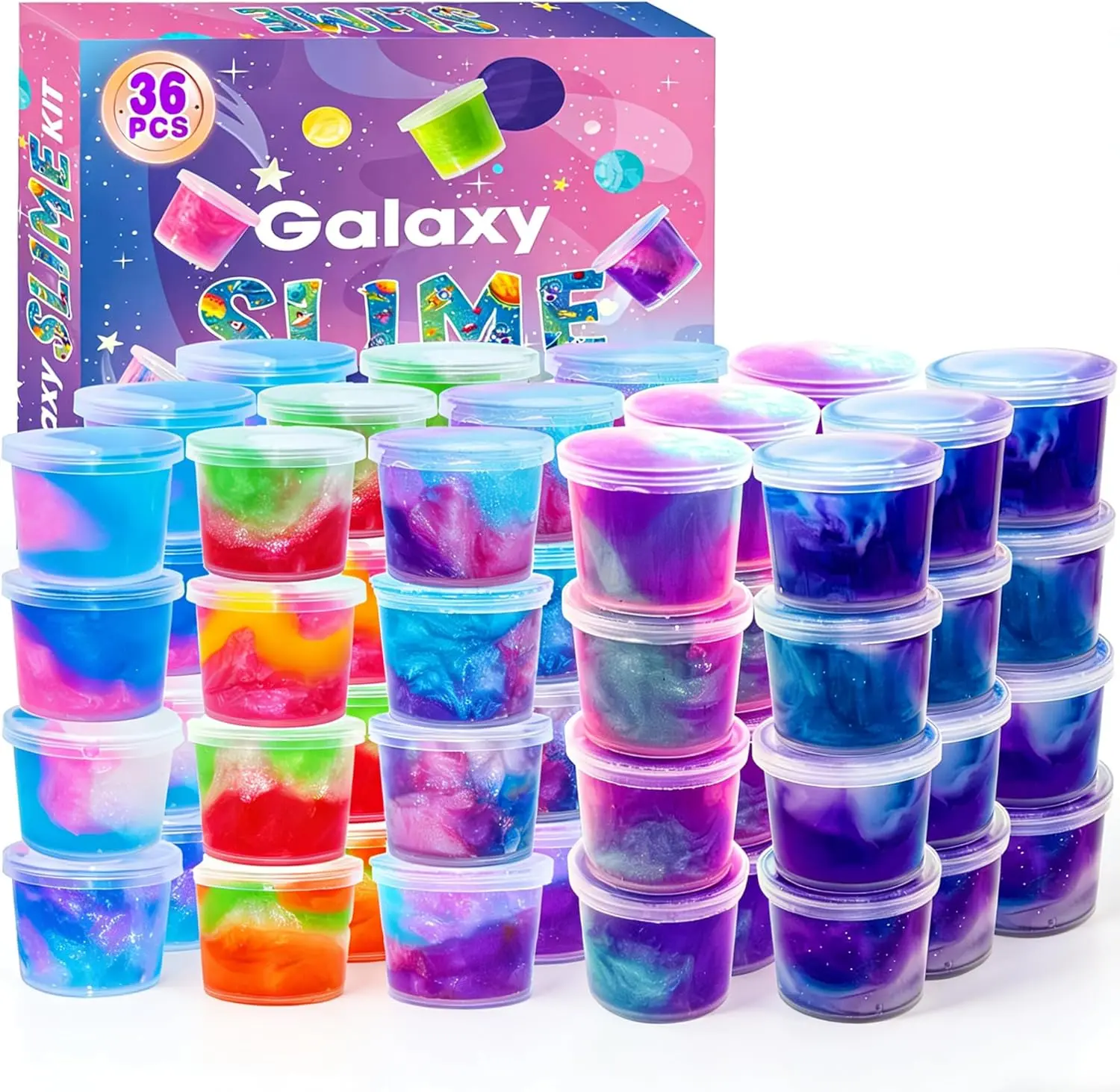 36 Galaxy Slime Packs  | Soft, Non-Sticky & Stress Relief Slime | Fun Easter Basket Stuffers for Kids & Adults