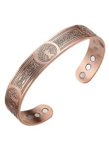 1pc Copper Bracelet for Men, Tree of Life Magnetic Bangles, with 18pcs 3500 Gauss Magnets, Adjustable Jewelry Giftfor Valentine