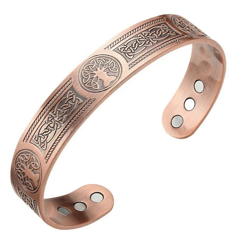 1pc Copper Bracelet for Men, Tree of Life Magnetic Bangles, with 18pcs 3500 Gauss Magnets, Adjustable Jewelry Giftfor Valentine