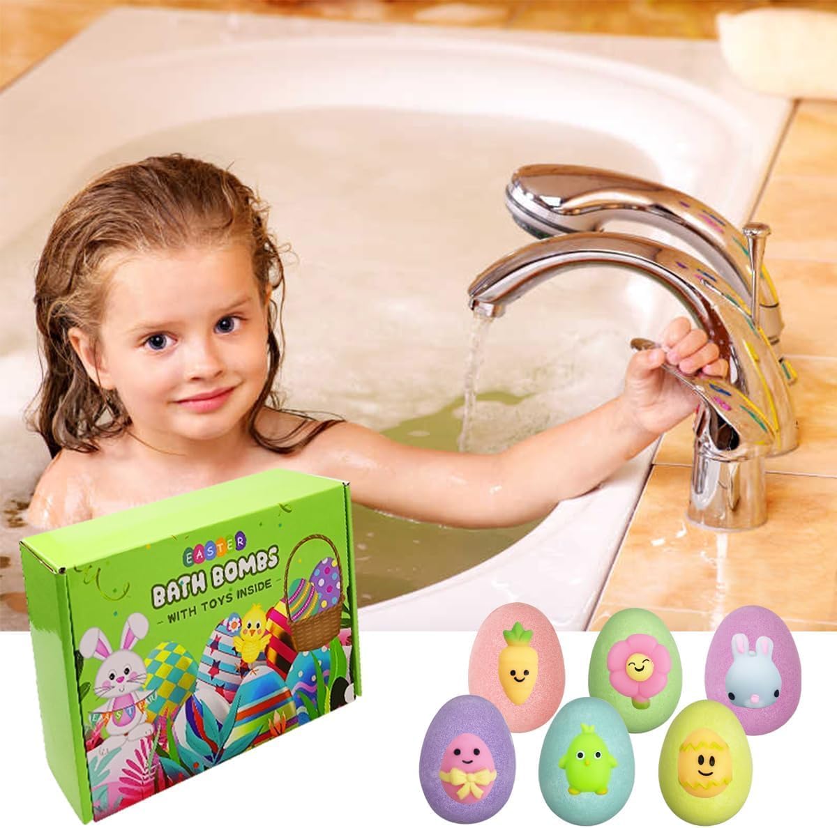6 Pack Easter Bath Bombs with Squishy Toys Inside, Easter Basket Stuffers, Easter Gifts for Kids Boys Girls, Fun Bath Toys, Kids Party Favors & Egg Hunt 6 Pack Easter Bath Bombs with Squishy Toys Inside, Easter Basket Stuffers, Easter Gifts for Kids Boys Girls, Fun Bath Toys, Kids Party Favors & Egg Hunt