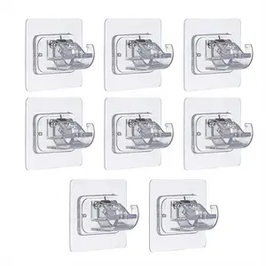 8PCS Self Adhesive Curtain Rod Bracket No Drill Curtain Rods Brackets Nail Free Adjustable Hooks Storage Hooks Clamp