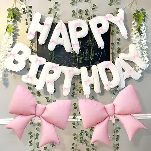 37pcs Birthday Balloon Set, Includes Happy Birthday Banner, Ribbon Bows, Perfect for Party Decorations, Wedding, Photo Props, Balloon Garland, Balloon Arch