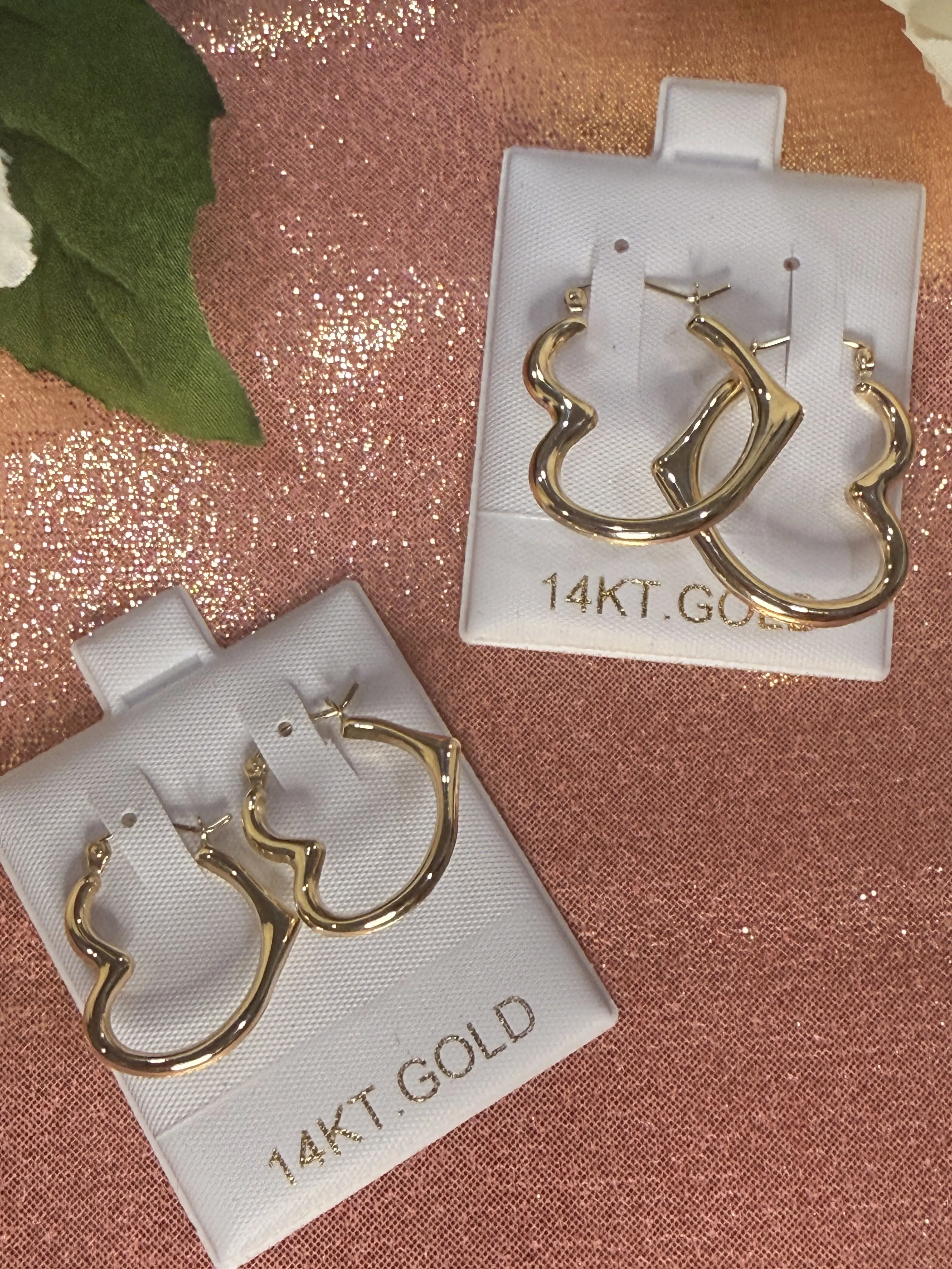 Heart shape Hoops 14k Gold