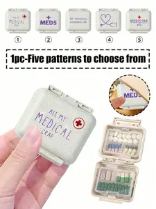 Mini Six-Compartment Portable Medicine Box, Travel Essential, Daily Vitamin Organizer, Supplement Organizer, Pocket Wallet Style, Jewelry Storage, Home & School Use