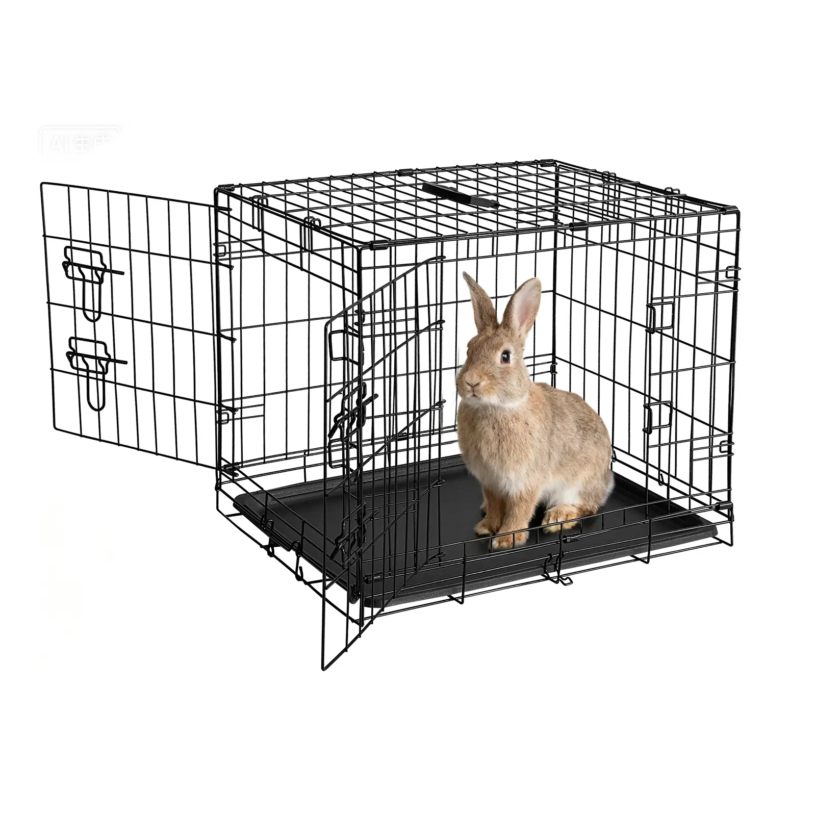 24/48 Inch Rabbit Cage, Portable Rabbit Carriers with Slide Out Tray, Top & Front Door, Folding Small Critter Carriers Cage for Bunny, Ferret, Chinchilla, Cat, Rat