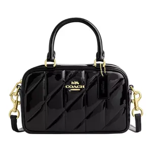 COACH Satchel 19 Crossbody Bag with Gold Hardware in Black Leather for Women