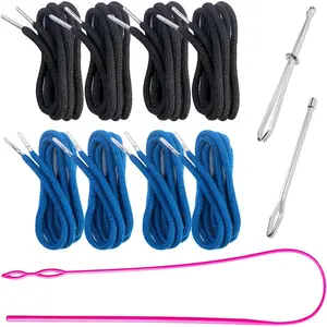 8 count Drawstring Cords Replacement Drawstrings with Three Easy Threaders for Sweatpants Shorts Pants Jackets Coats (8 Pieces)