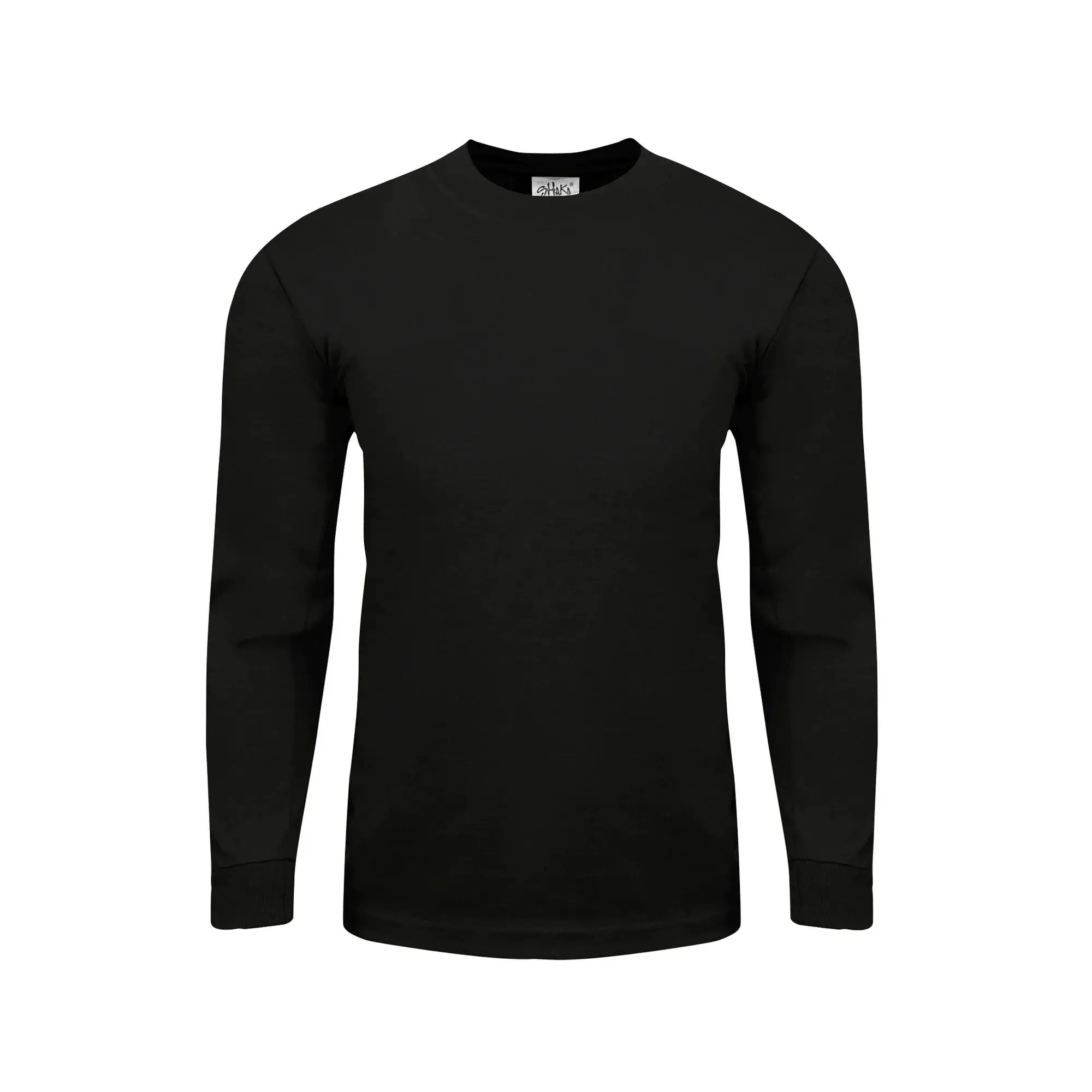 Shaka WearMen's Long Sleeve Heavyweight Cotton T Shirt –Max Heavy 7 Ounce  Crew Neck Plain Tee Top Tshirts Regular Collar Crewneck