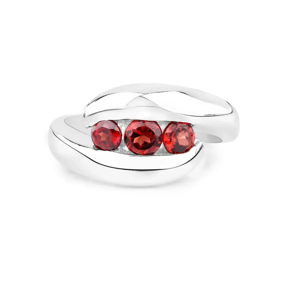 Red Natural Garnet Bypass Ring