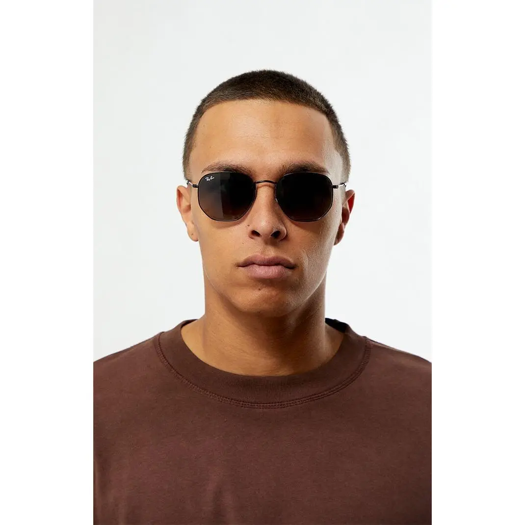 Ray-Ban Men's RB3548 Black Hexagonal Sunglasses