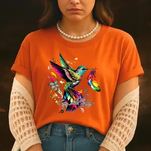 Every Child Matters Hummingbird Shirt Colorful Feather Native American Graphic Tee Indigenous Awareness Orange Shirt Indigenous Awareness Top