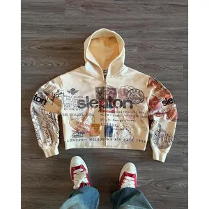 Women’s passport-print hoodie, fashionable hip-hop zip-up hoodie, long-sleeve Harajuku Y2K streetwear, women’s sportswear, street jacket, women’s top GARMENTARY