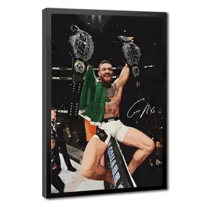 Conor McGregor UFC Double Champ Signed Poster, Legendary MMA Fighter Framed Wall Art, Eco-Friendly Canvas Painting Premium Sport Decor for Man Cave Gift