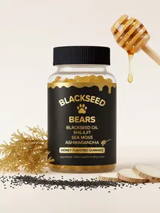 Blackseed Bears - BlackSeed Oil, Shilajit, Sea Moss, Ashwagandha Gummies - Honey Flavored - Vitamin C + D - One Month Supply (60 gummies) -Wellness Dietary Supplement