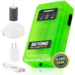 Beyond Bait Pump Rechargeable Aerator - Portable Glow in The Dark Bubbler  4 Speed Portable Live Bait Aerator with XL Air Stone  Water-Resistant, Keeps Your Bait Alive Longer