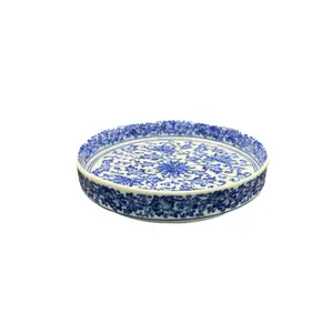Elegant Blue and White Ceramic Plate with Floral Pattern 6.54 Inch Diameter Smooth Finish for Versatile Table Settings