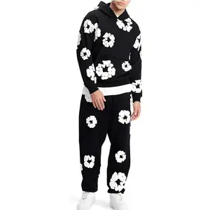 hooded athletic tracksuit unisex 2 piece running clothing long sleeve hoodie sweatshirt + track pants set embraced kapok loose jeans denim tears hoodie lady clothes 2 piece sets women