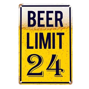 Beer Limit 24 Sign 8x12 Inch Aluminum Metal Wall Decor with Beer Mug Graphic & Funny Drinking Age Design for Home Bar Man Cave Ideal Gift & Durability
